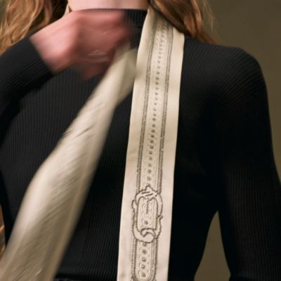 Exceptional embroidered double-faced Twilly, View: video, view 2 of 4